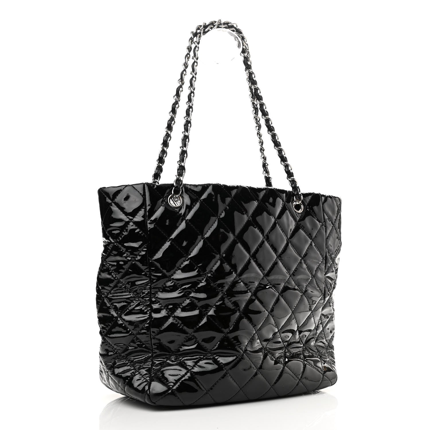 Chanel Patent Quilted Chic and Glitter Large Tote Black 2 of 9