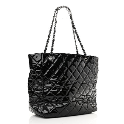 Chanel Patent Quilted Chic and Glitter Large Tote Black 2 of 9