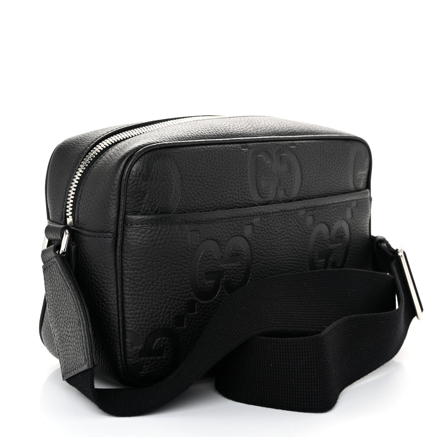 Piuma Calfskin Jumbo GG Embossed Medium Messenger Bag Black