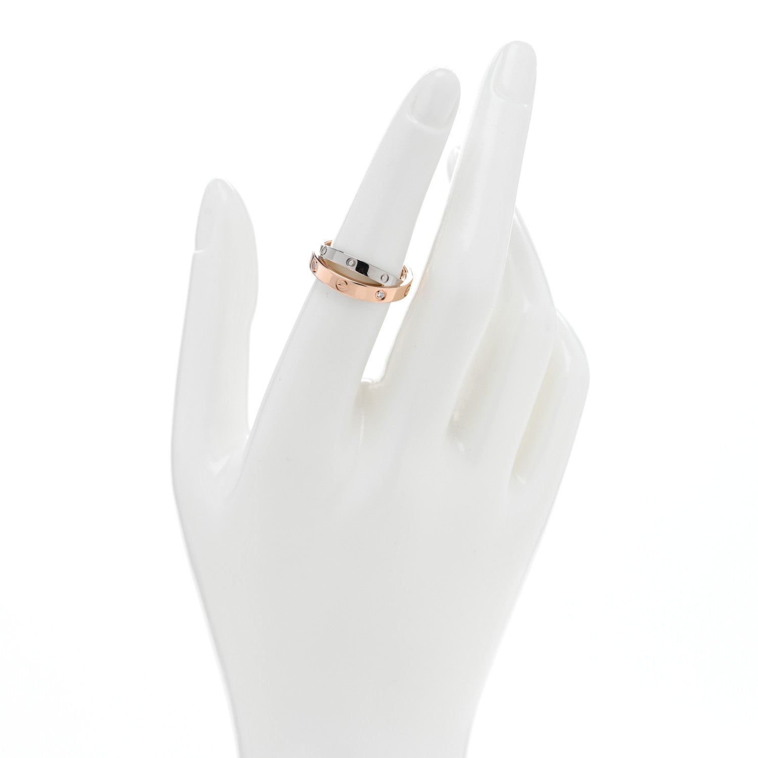 Cartier 18K Pink White Gold 6 Diamond LOVE Ring 51 5.75 2 of 5