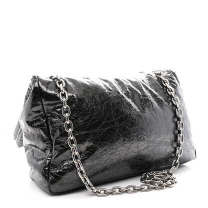 Balenciaga Metallized Arena Calfskin Medium Monaco Chain Shoulder Bag Steel Grey 3 of 11