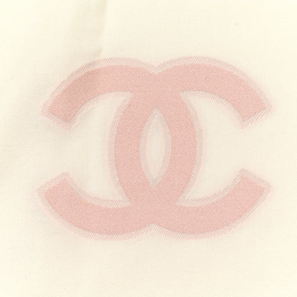 Chanel Cashmere Silk CC Fringe Scarf White Pink Blue 2 of 4