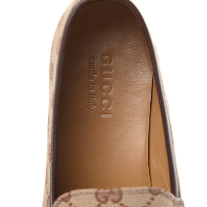Gucci Canvas GG Monogram Horsebit Mens Jordaan Loafers 7.5 Beige Ruggine Light Brown 7 of 9