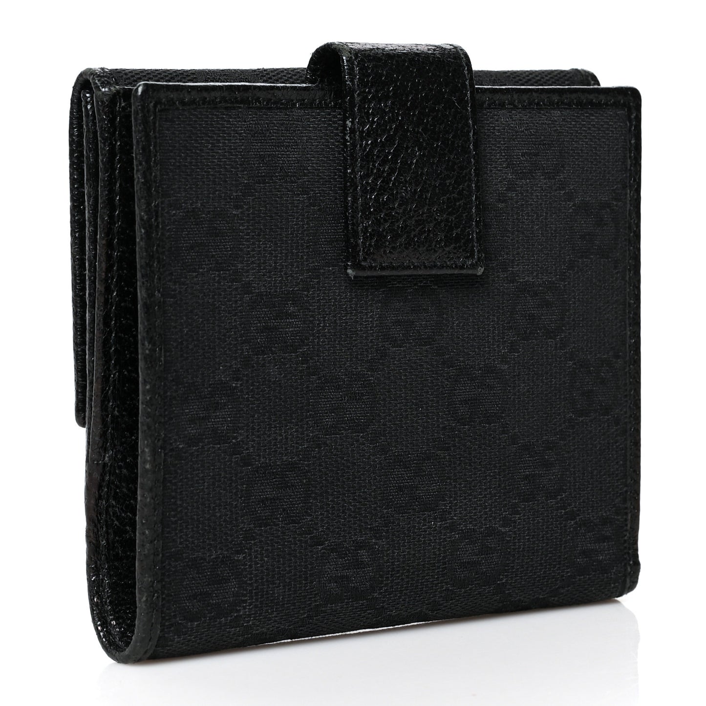 Monogram Textured Calfskin Metal Bar French Flap Wallet Black