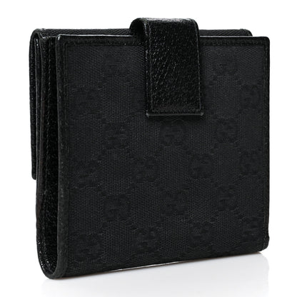 Gucci Monogram Textured Calfskin Metal Bar French Flap Wallet Black 3 of 11