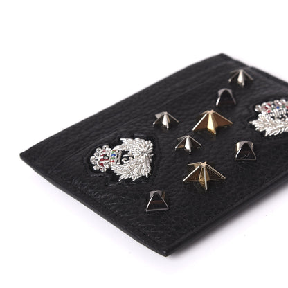 Christian Louboutin Grained Calfskin Kios Star Studded Card Holder Black 7 of 9
