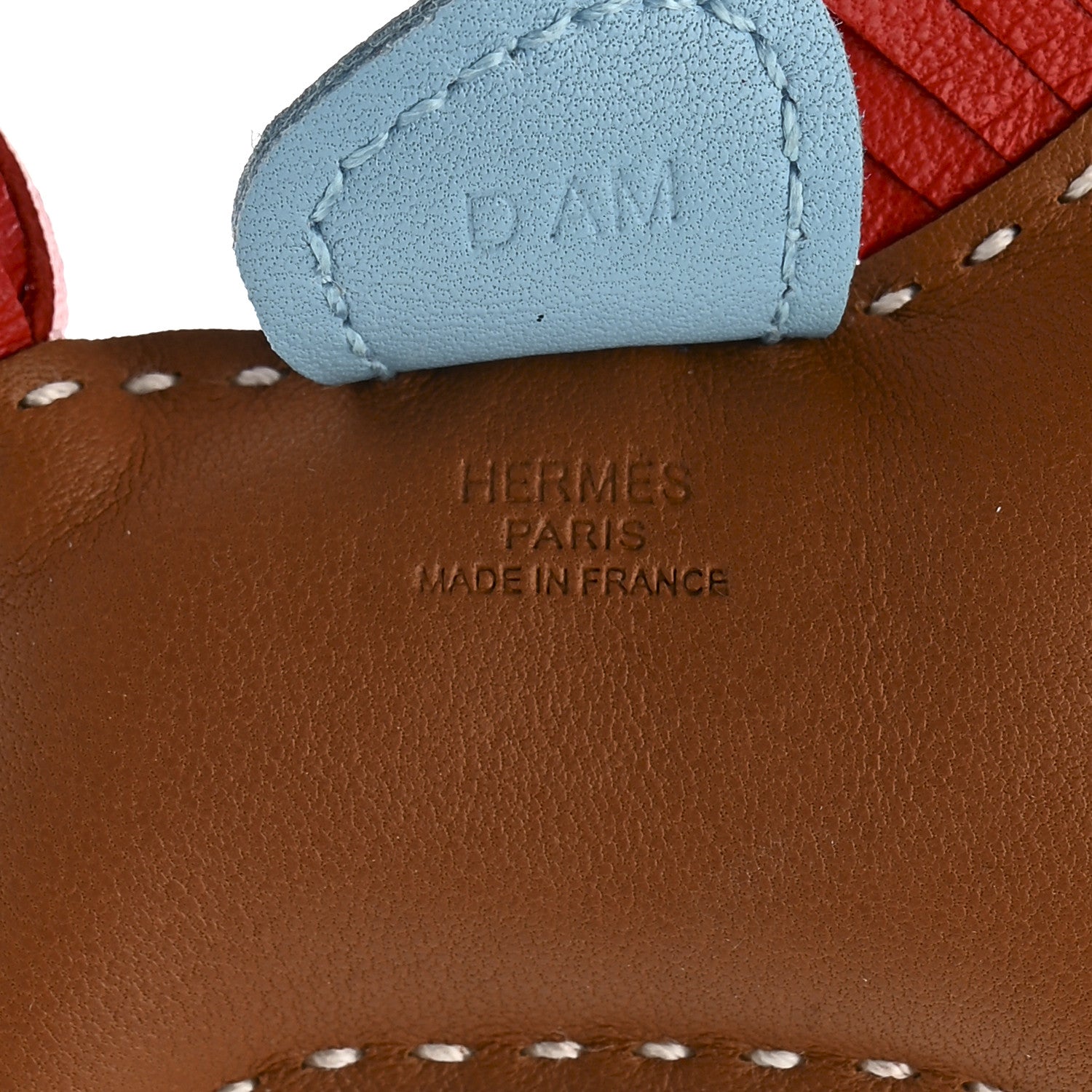 Hermes Milo Lambskin Grigri Rodeo Horse Bag Charm PM Gold Rouge Indien Celeste 3 of 4