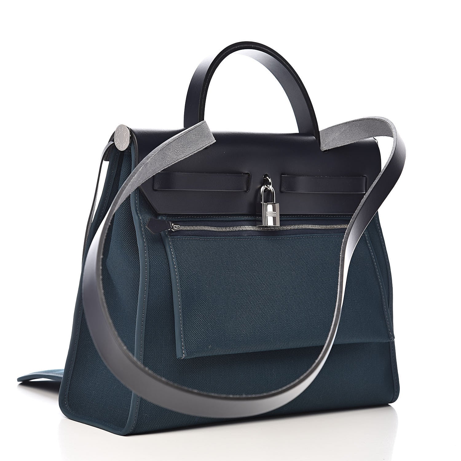 Hermes Vache Hunter Toile Herbag Zip 31 PM Bleu Nuit Bleu Ocean 4 of 14
