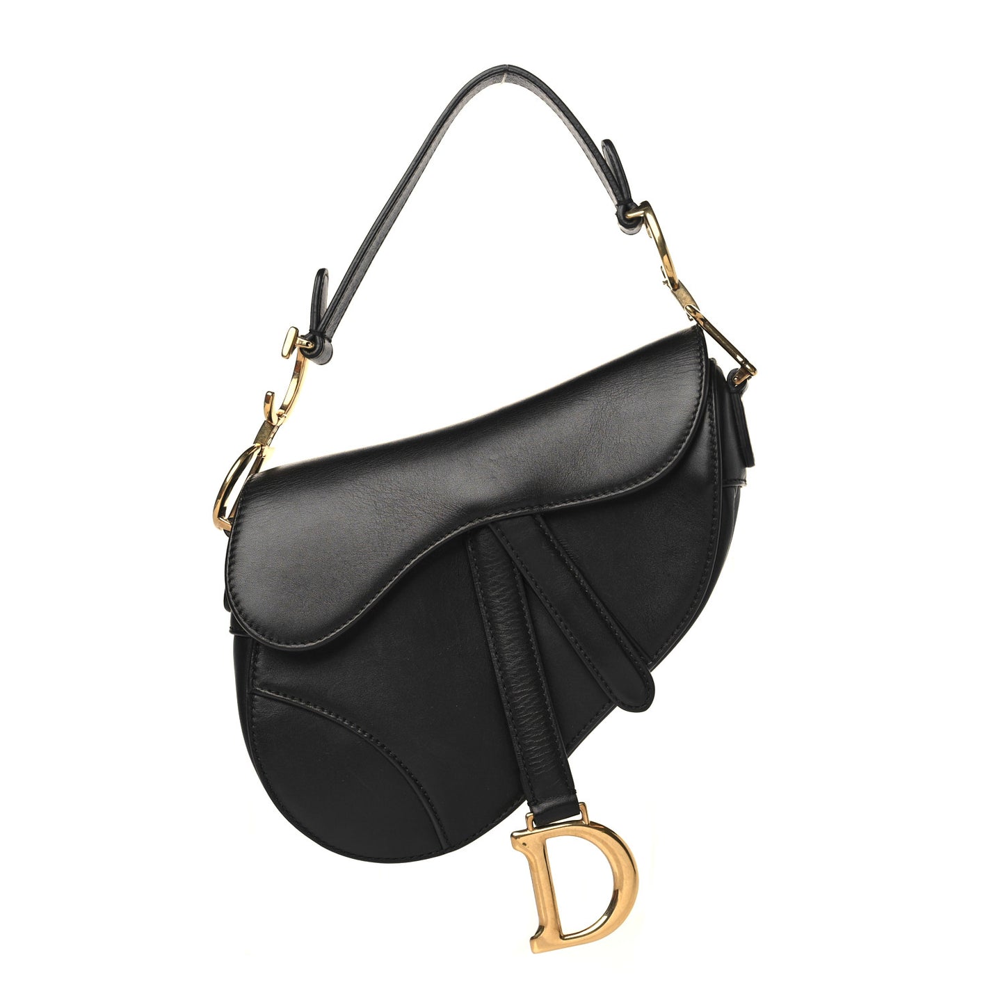 Calfskin Mini Saddle Bag Black