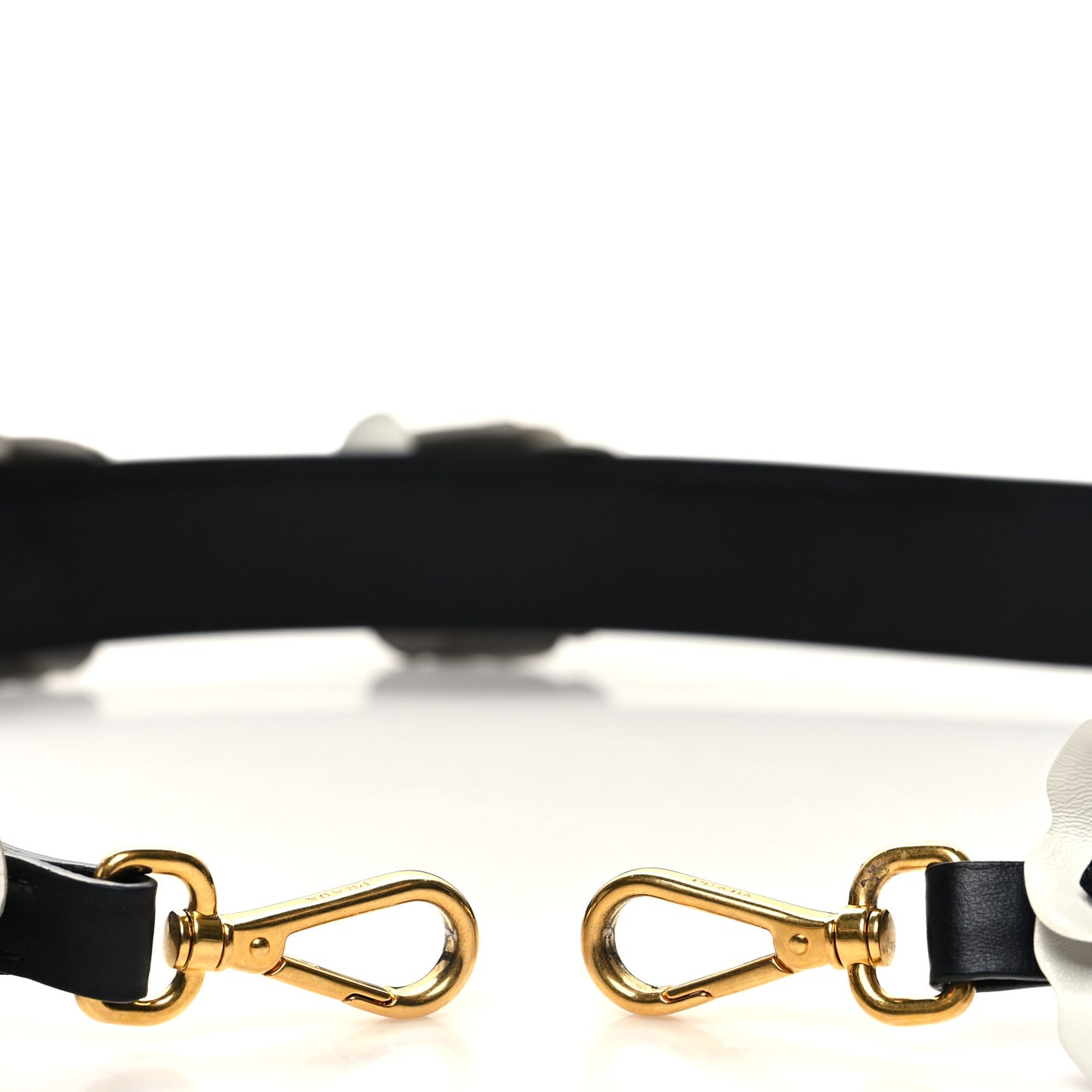 Calfskin Flower Shoulder Strap Black White