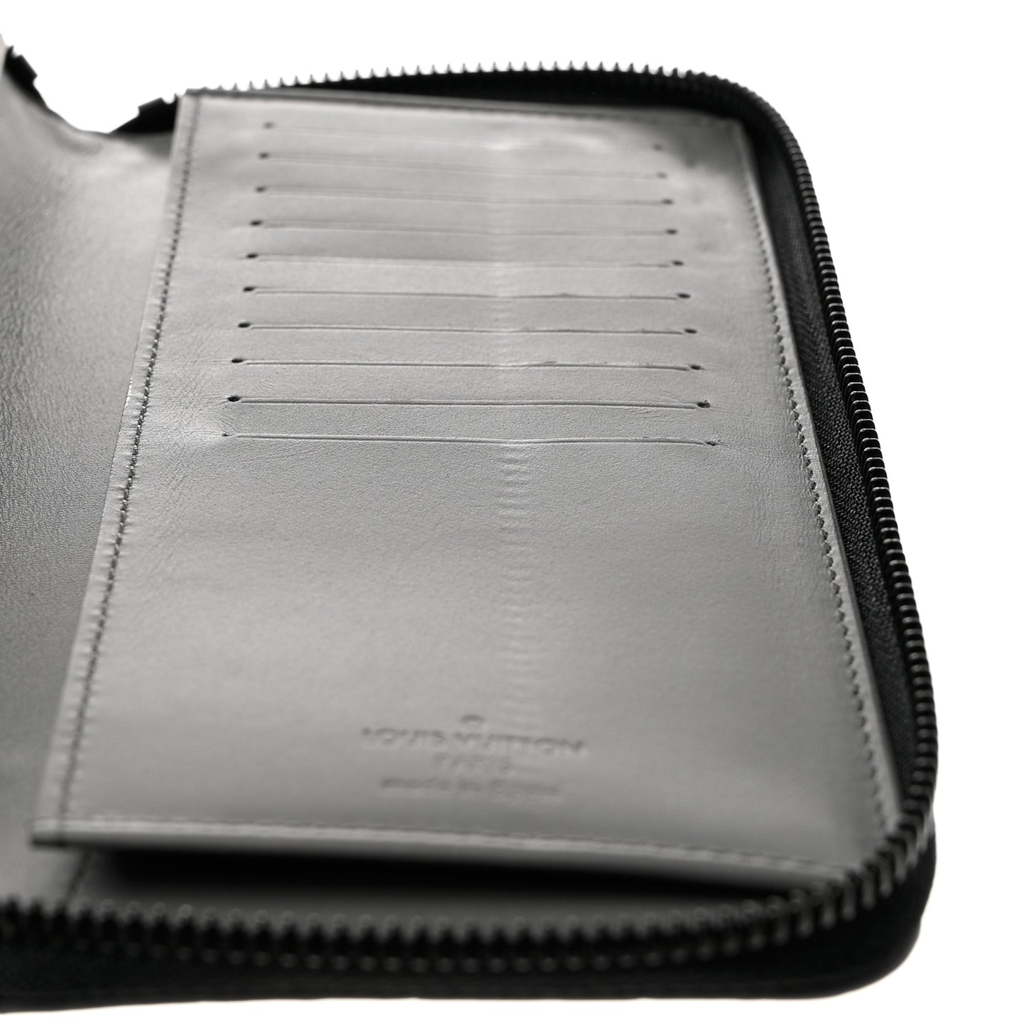 Calfskin Monogram Shadow Vertical Zippy Wallet Anthracite Gray