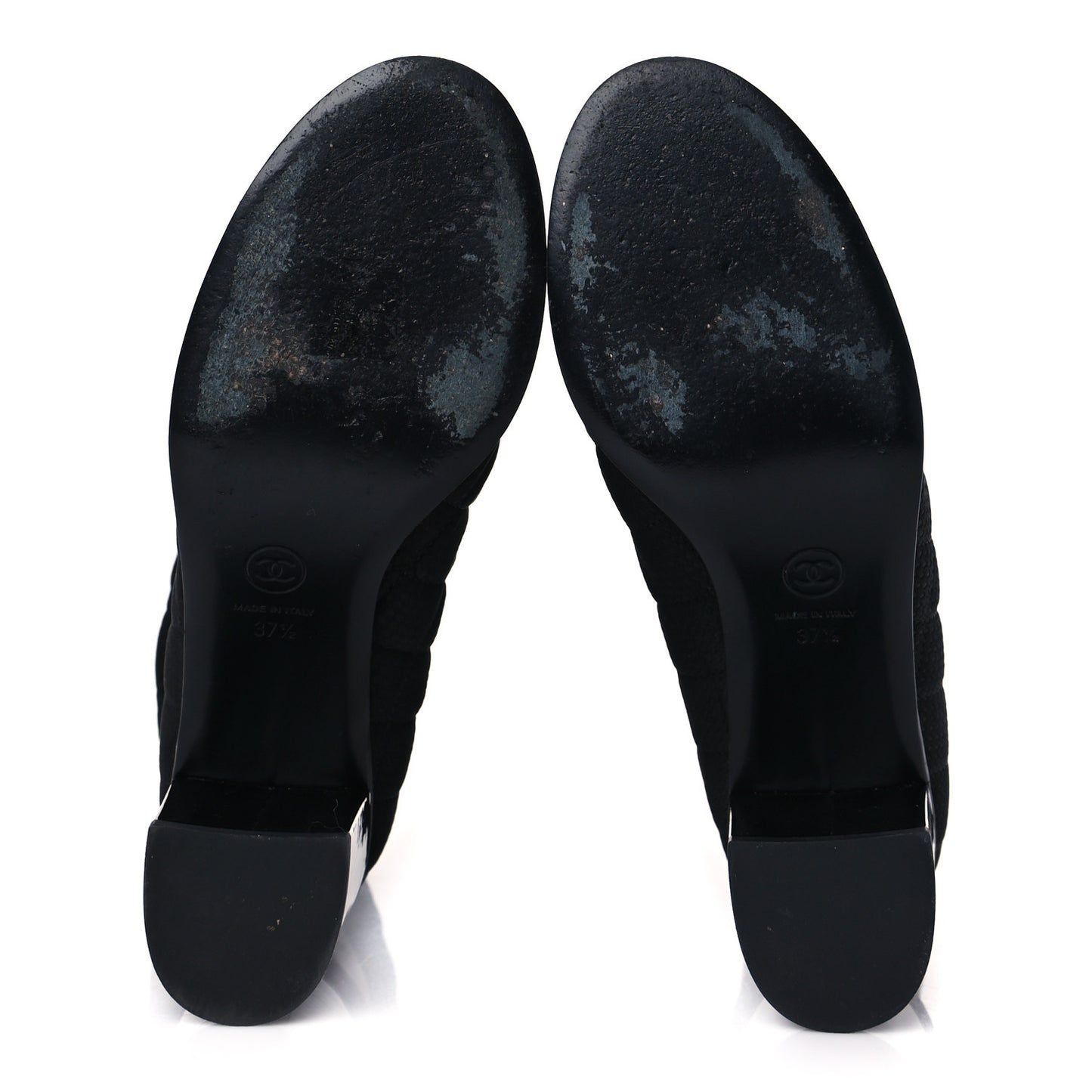 Perforated Suede Calfskin Patent Foldover CC Cap Toe Clover Short Boots 37.5 Black