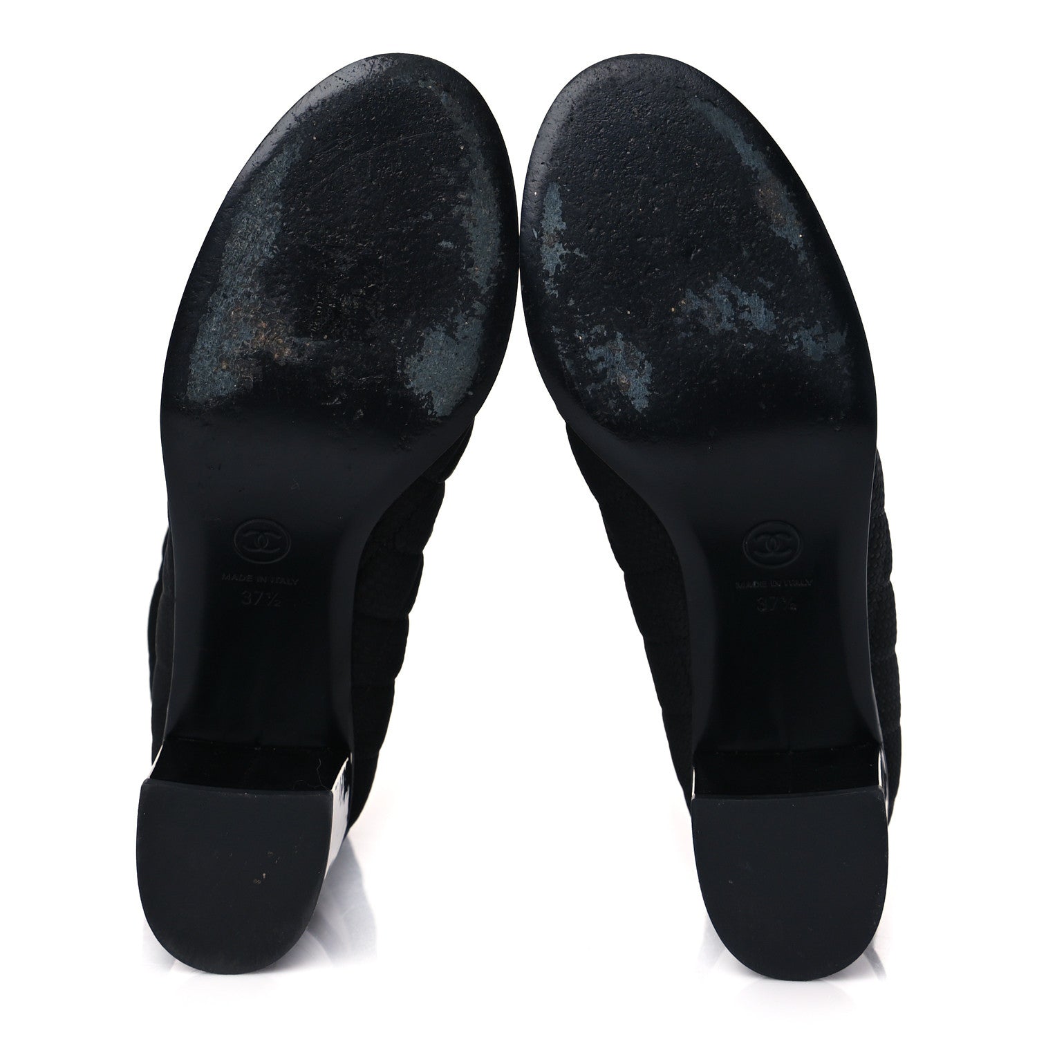Chanel Perforated Suede Calfskin Patent Foldover CC Cap Toe Clover Short Boots 37.5 Black 6 of 8