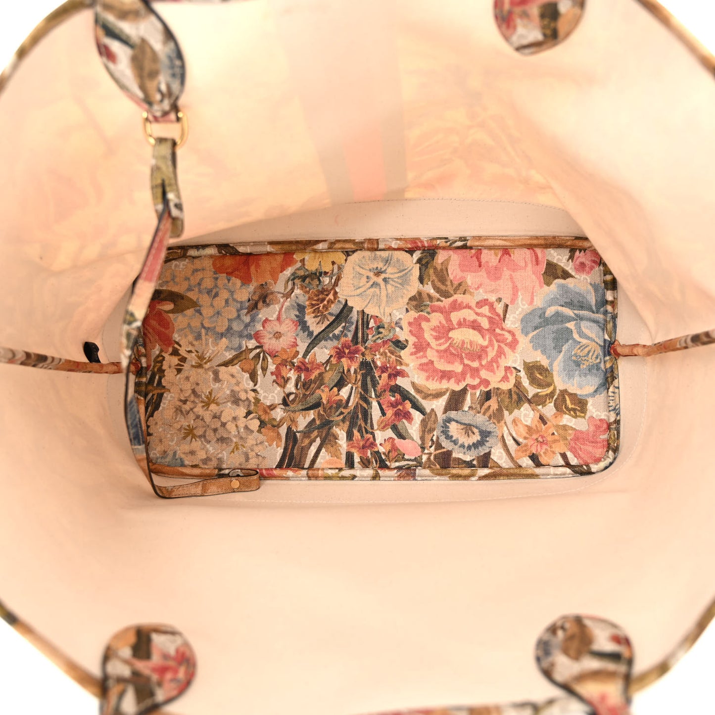 GG Supreme Monogram Water Flora Web Large Ophidia Tote Beige White Multicolor