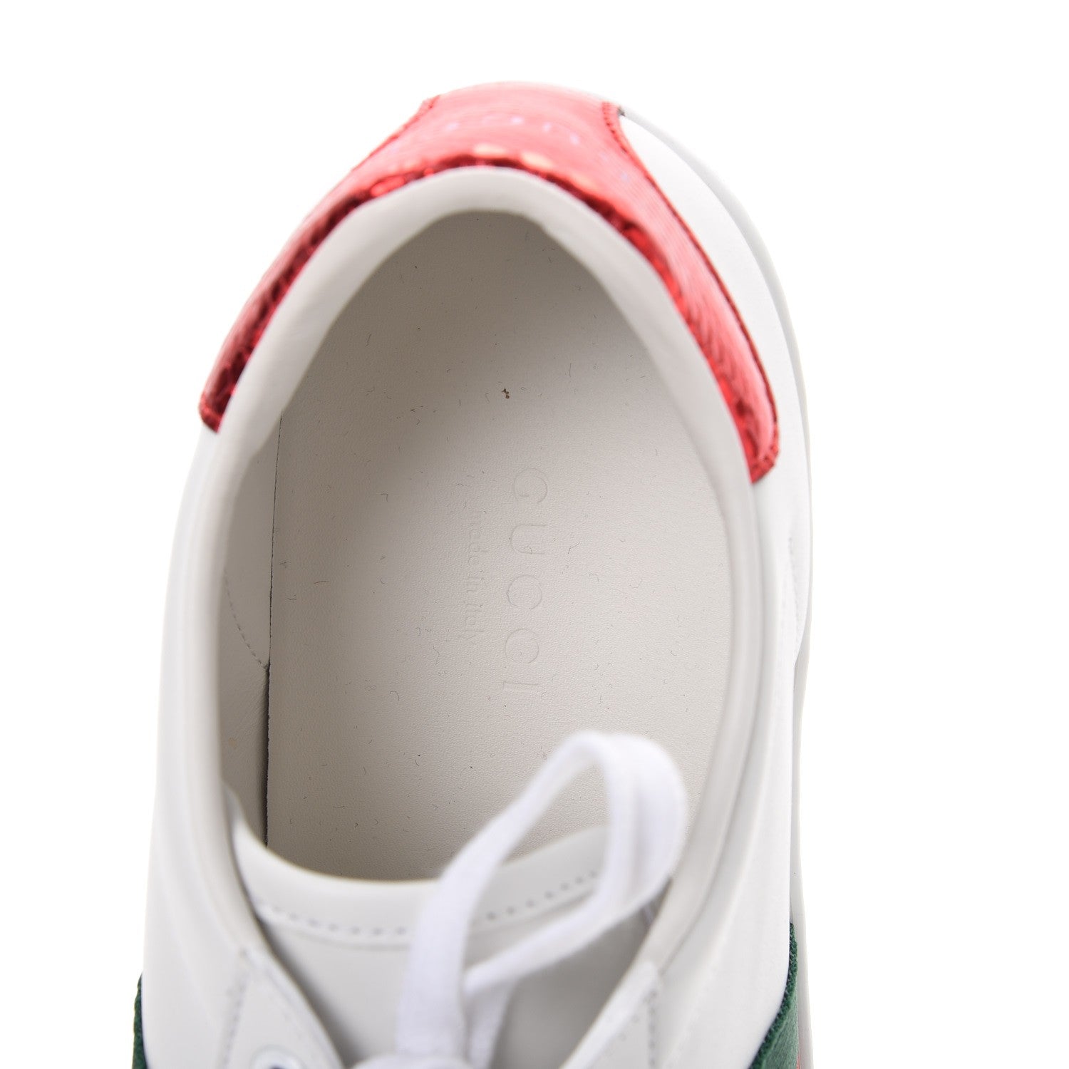 Gucci Calfskin Ayers Bee Embroidered Ace Sneakers 38 White Green 9 of 10