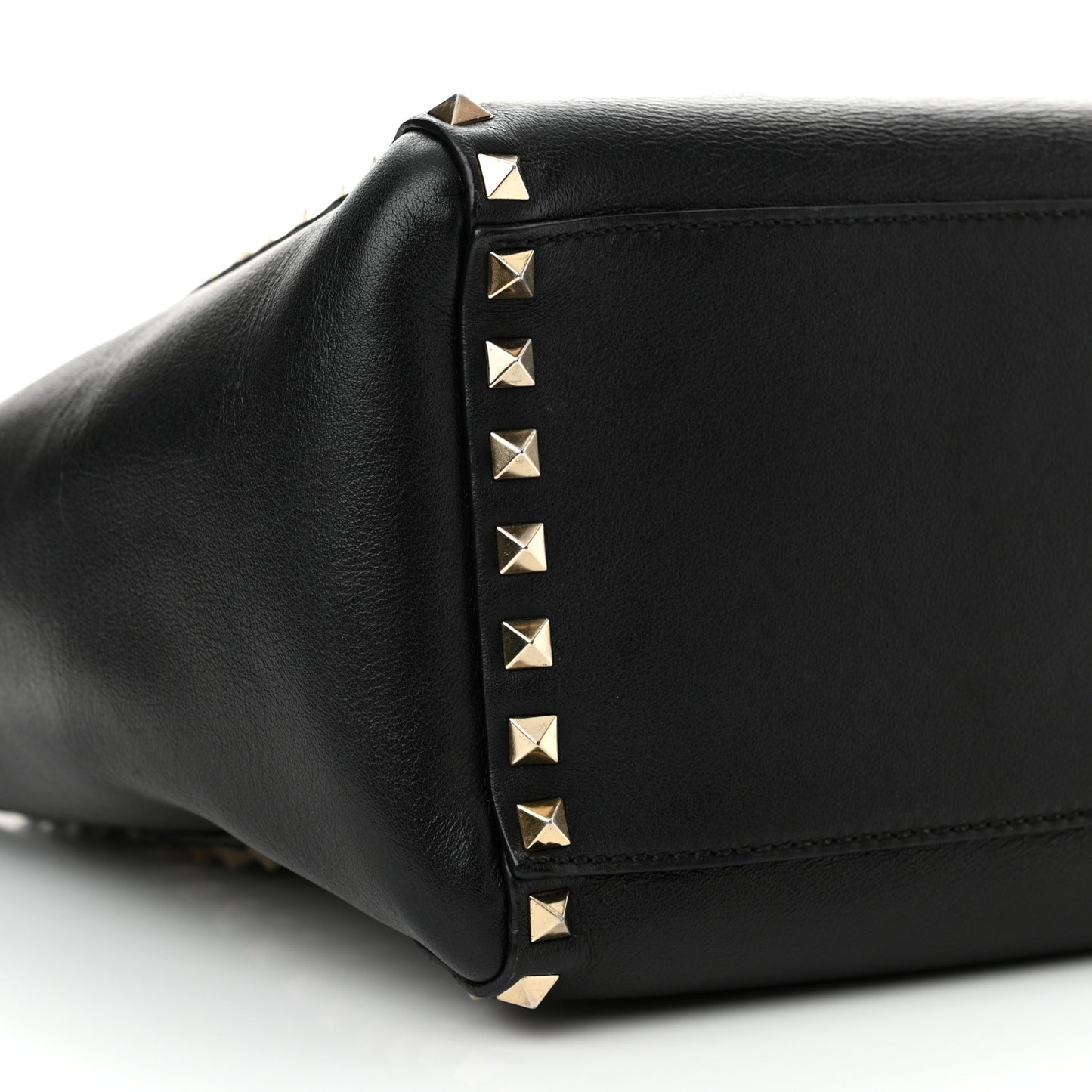 Vitello Rockstud Double Handle Tote Black