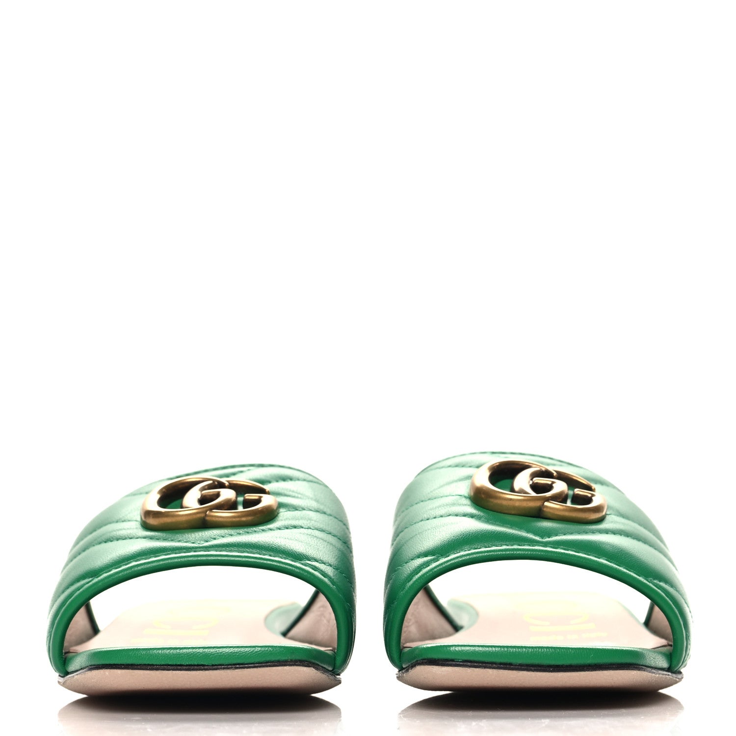 Gucci Nappa Matelasse GG Marmont Flat Slide Sandals 36.5 New Shamarock 3 of 10