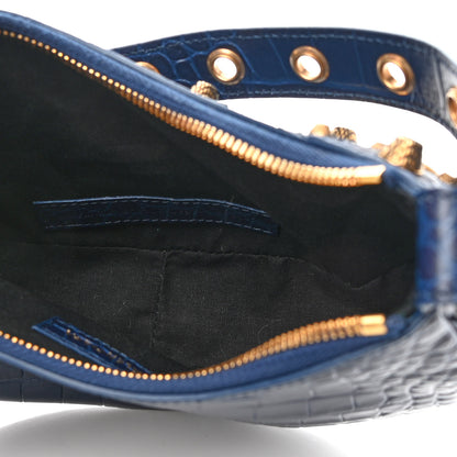 Balenciaga Extra Supple Calfskin Crocodile Embossed Le Cagole Shoulder Bag XS Indigo 5 of 9