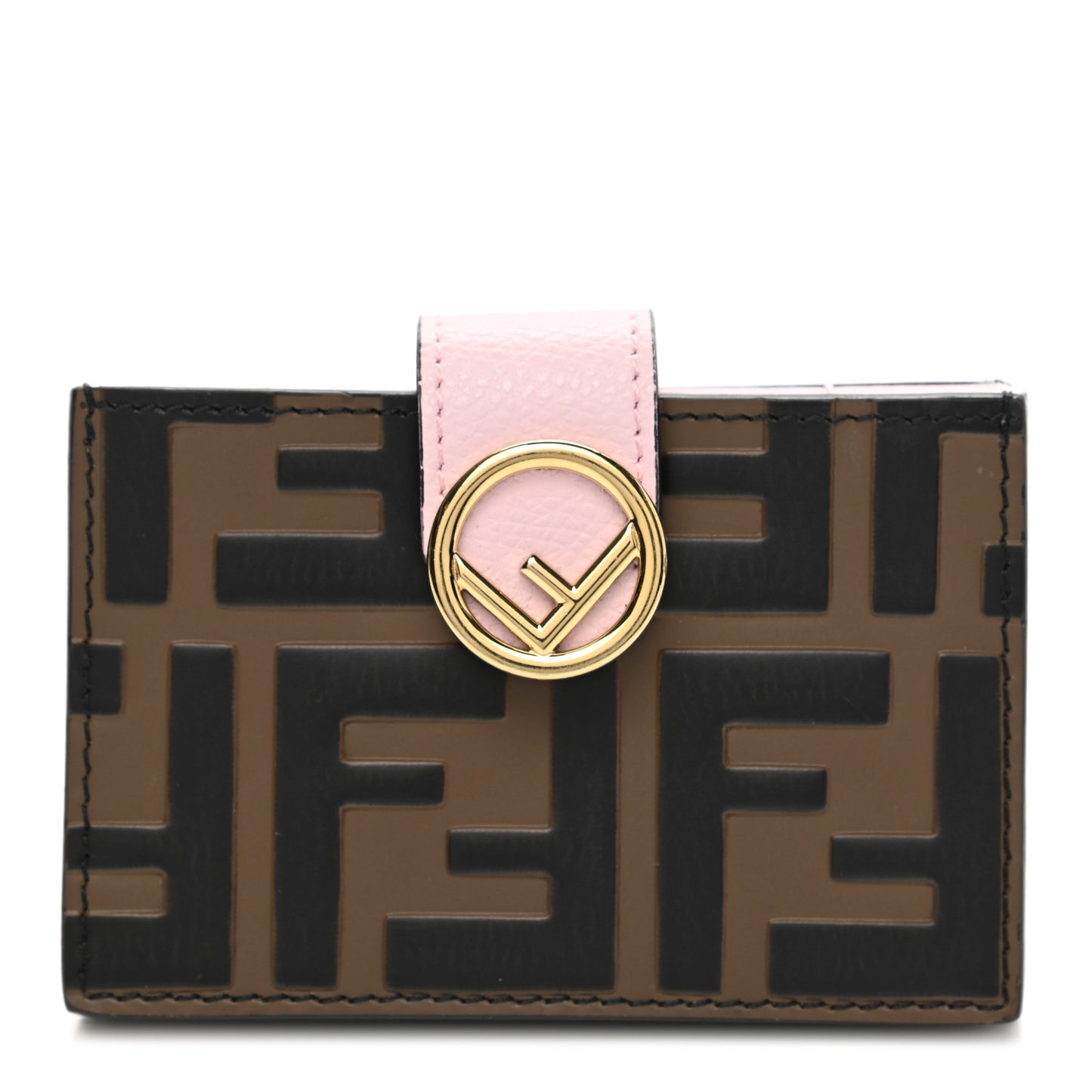 Vitello Cruise F is Fendi Bi-Color FF 1974 Embossed Gusseted Card Holder Maya Black Peonia