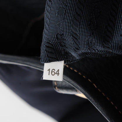 Prada Vitello Daino Tessuto Nylon Tote Blue 7 of 9