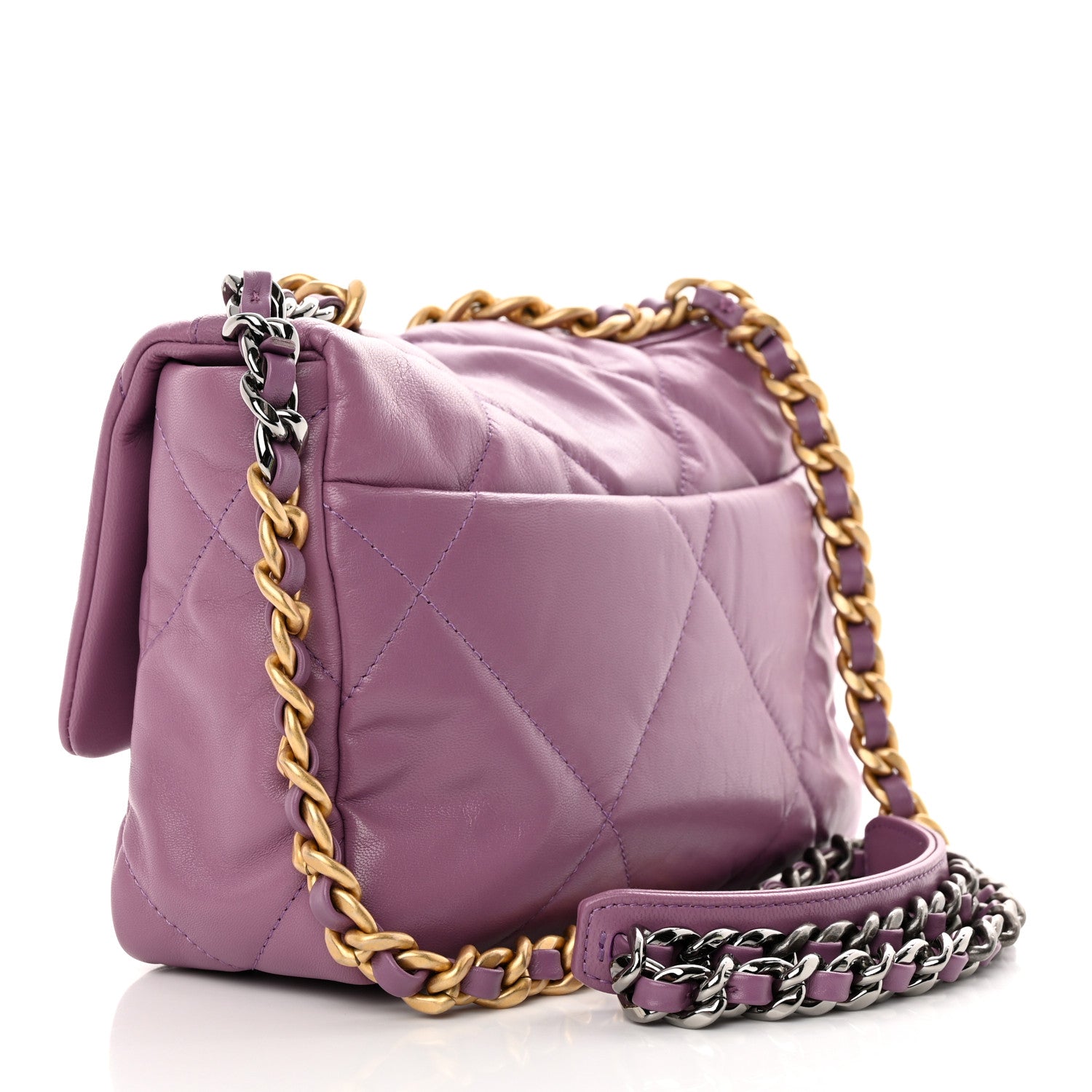 Chanel Lambskin Quilted Medium Chanel 19 Flap Light Purple 3 of 12