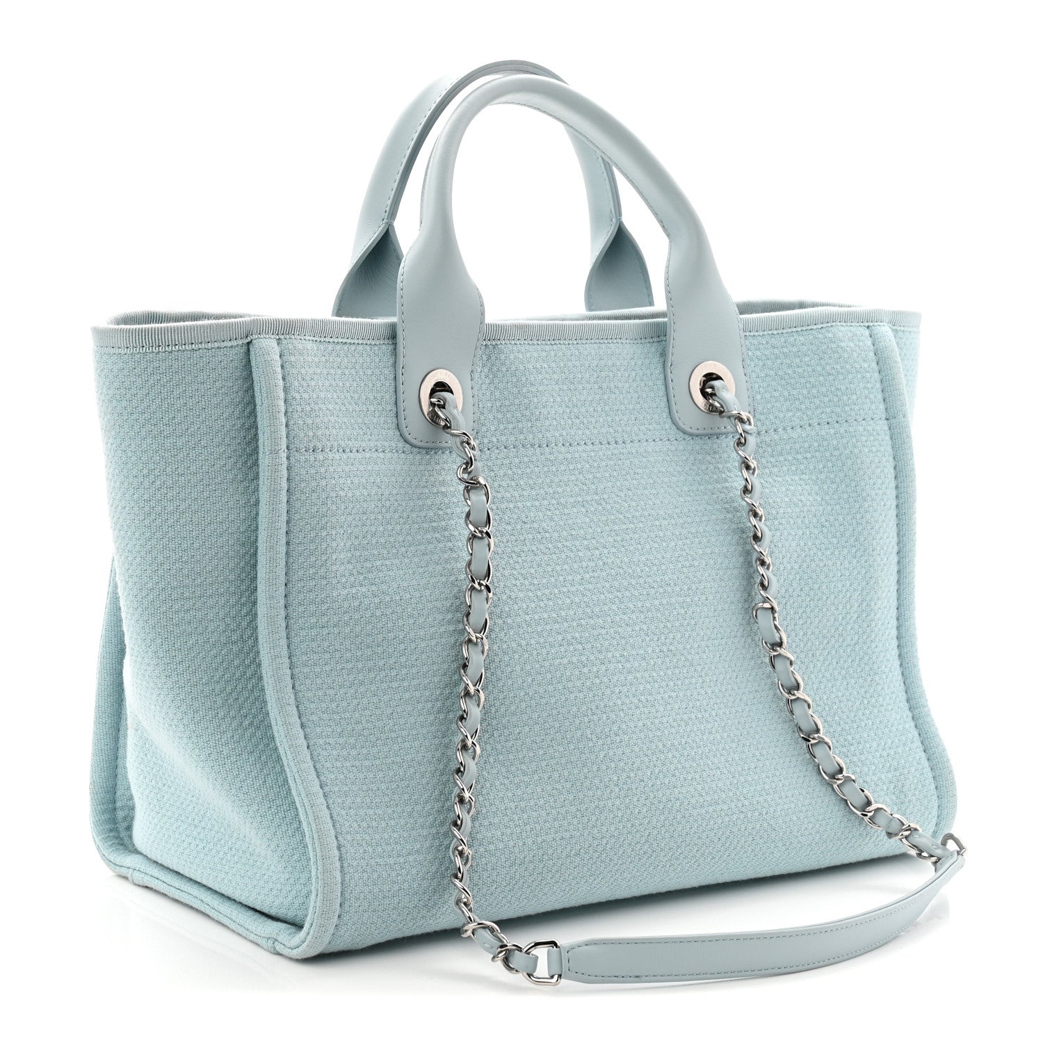 Chanel Mixed Fibers Small Deauville Tote Light Blue 4 of 11