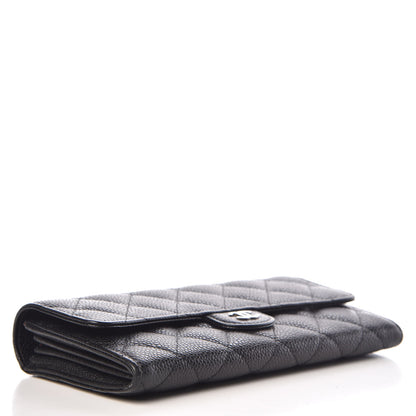 Chanel Caviar Quilted Large Gusset Flap Wallet Black 4 of 8