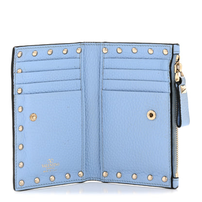Valentino Garavani Grainy Calfskin Rockstud Coin Purse Card Holder Niagara 5 of 11