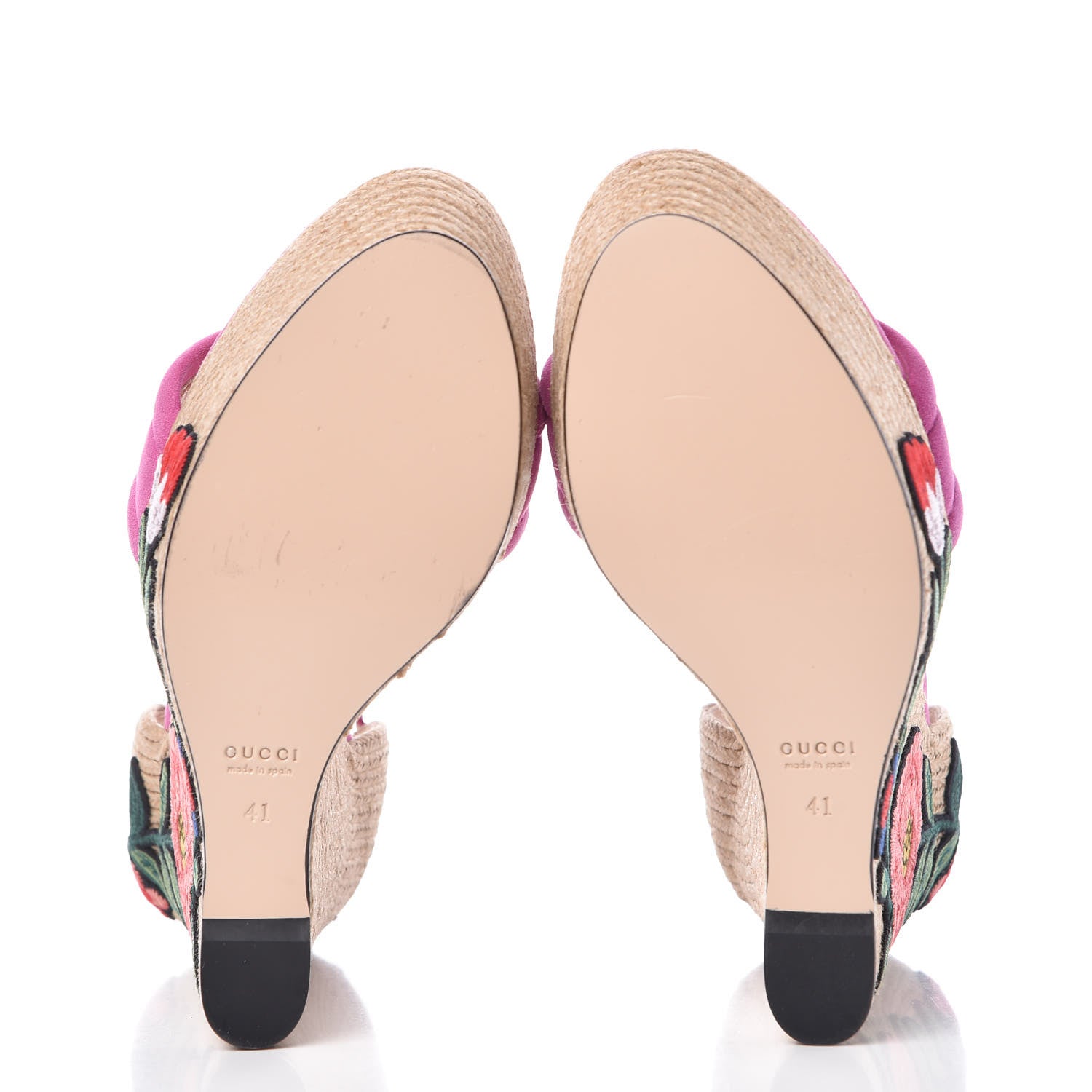 Gucci Kid Scamosciato Ophelia Espadrille Platform Wedge Sandals 41 Rododendro 5 of 8