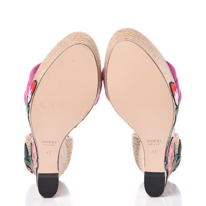 Gucci Kid Scamosciato Ophelia Espadrille Platform Wedge Sandals 41 Rododendro 5 of 8