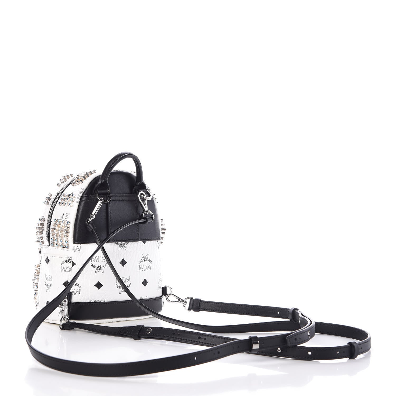 MCM Visetos Stud Mini Stark Backpack White 3 of 10