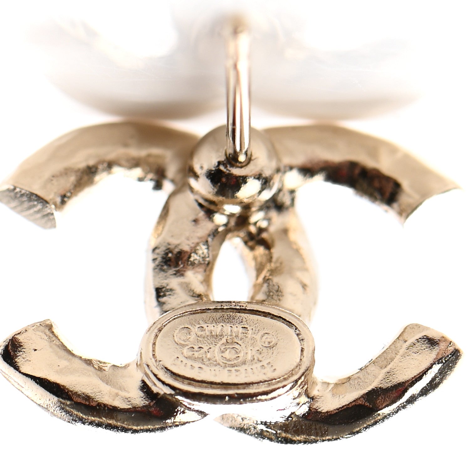 Chanel Textured Metal Crystal CC Earrings Gold 4 of 4