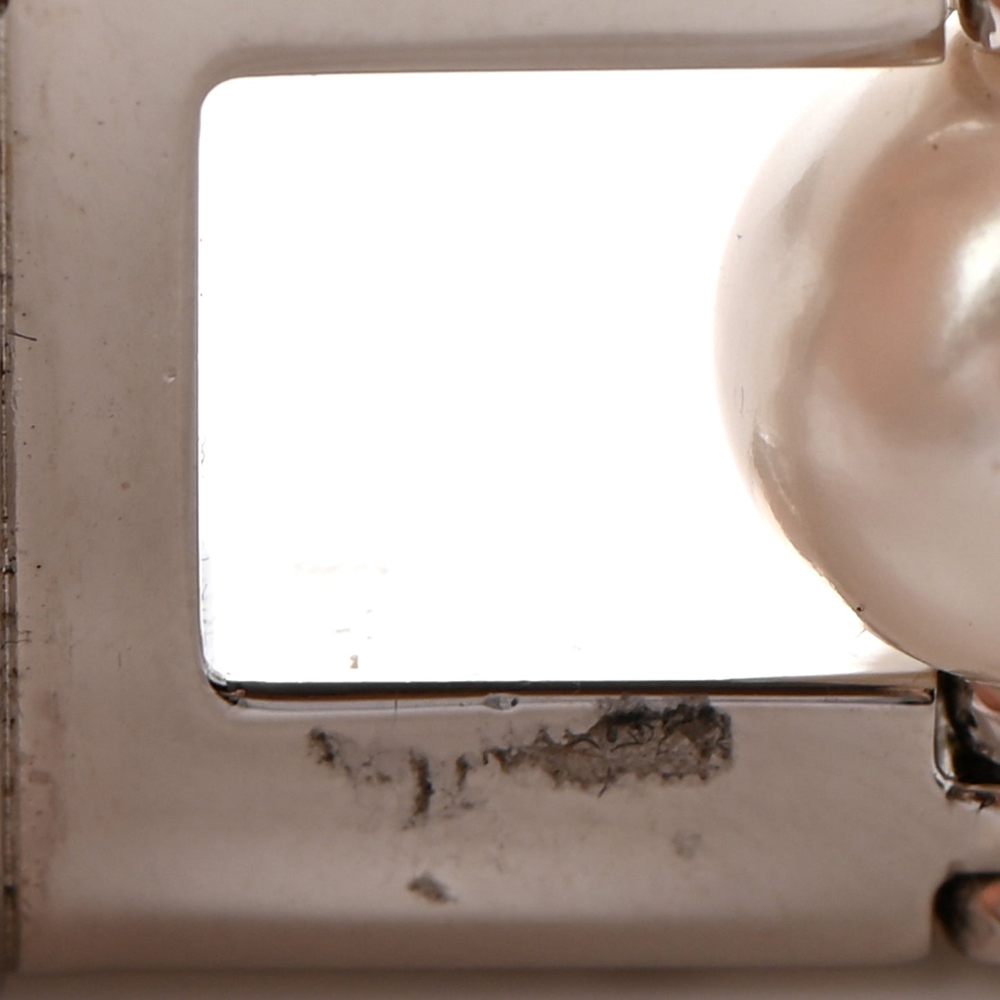 Crystal Pearl CC Cuff Bracelet L Silver