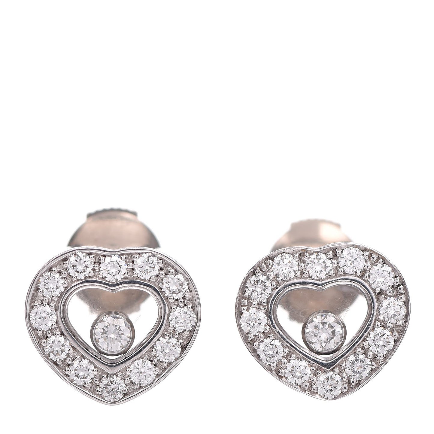 18K White Gold Happy Diamonds Heart Earrings