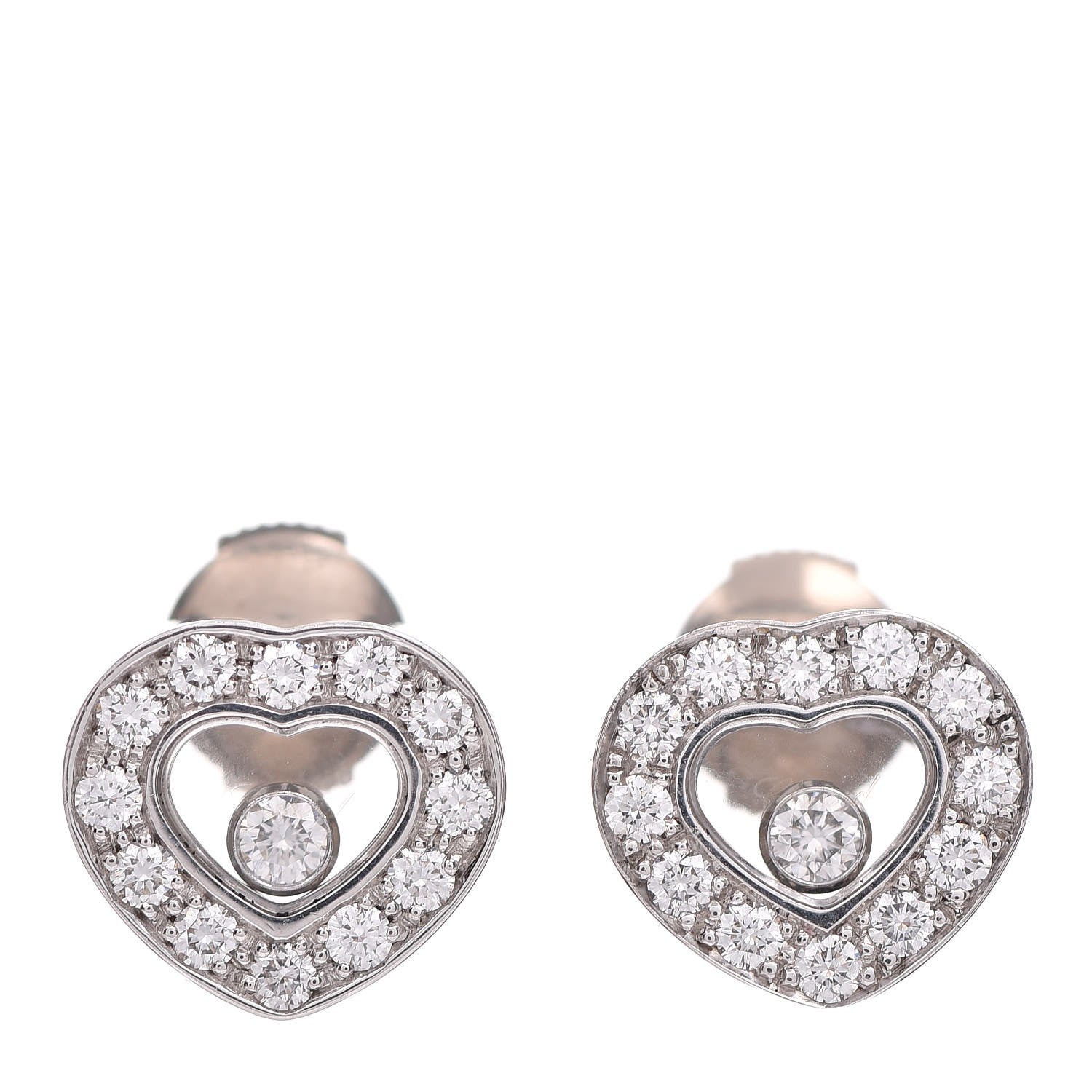 Chopard 18K White Gold Happy Diamonds Heart Earrings 1 of 9