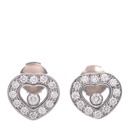 Chopard 18K White Gold Happy Diamonds Heart Earrings 1 of 9