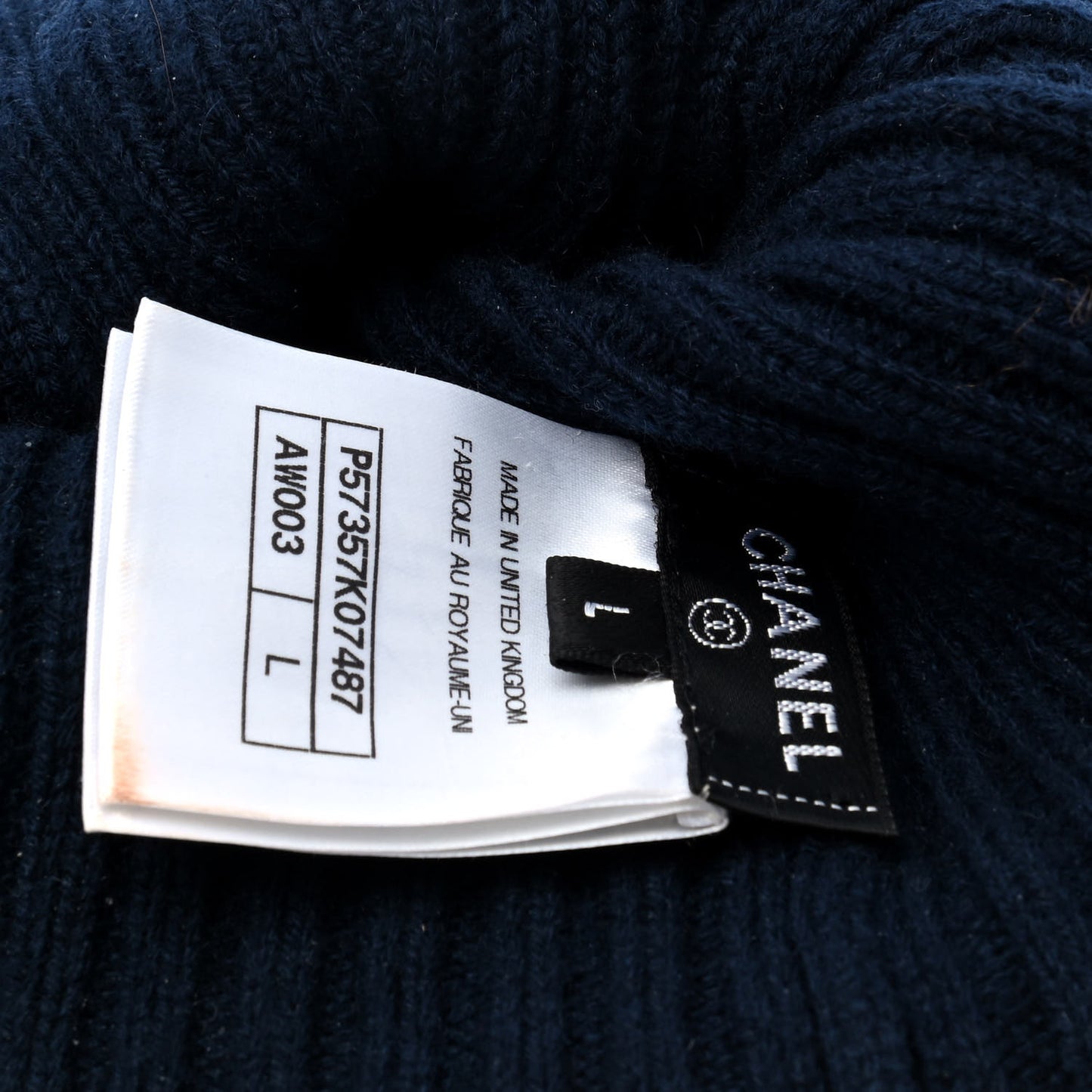 Cashmere Pearl Beanie Hat L Navy