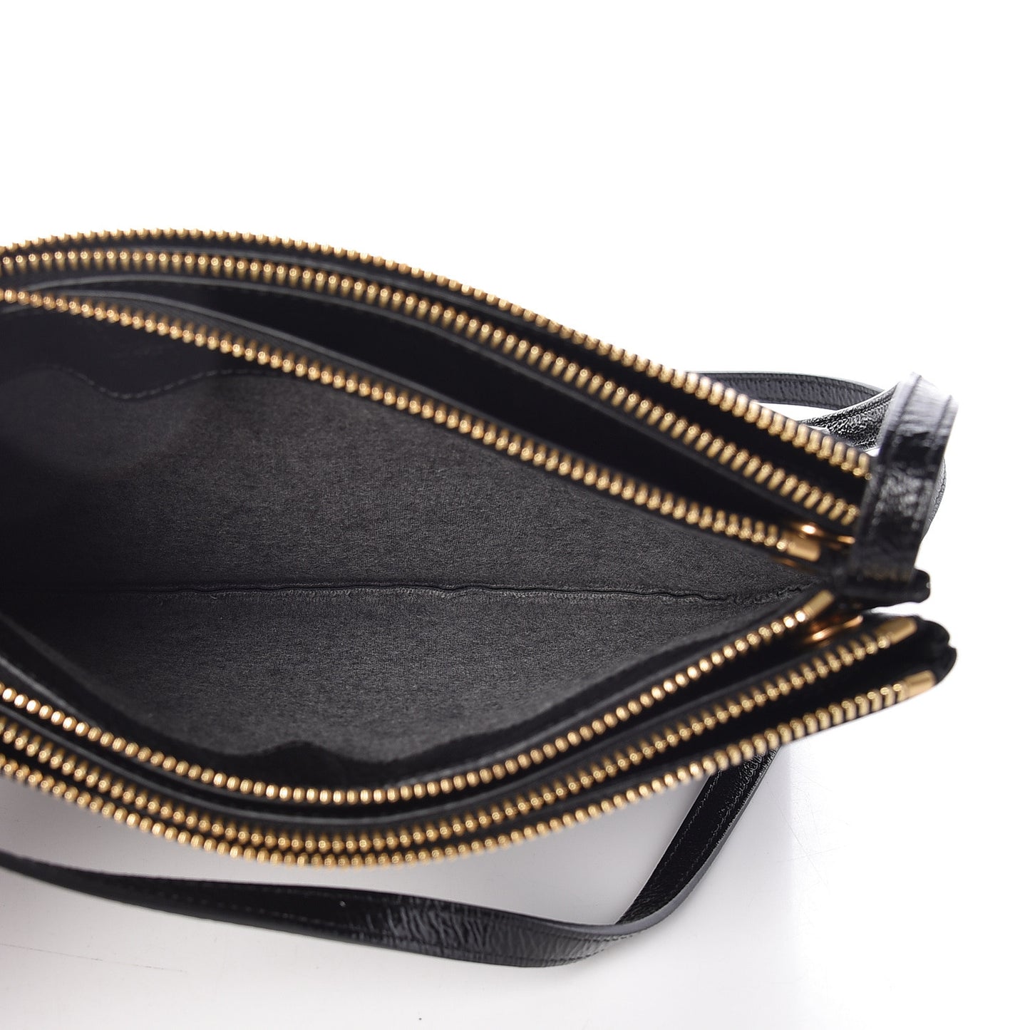 Shiny Goatskin Large Trio Crossbody Bag Black