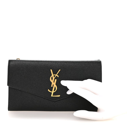 Saint Laurent Grain De Poudre Monogram Uptown Wallet Black 2 of 8