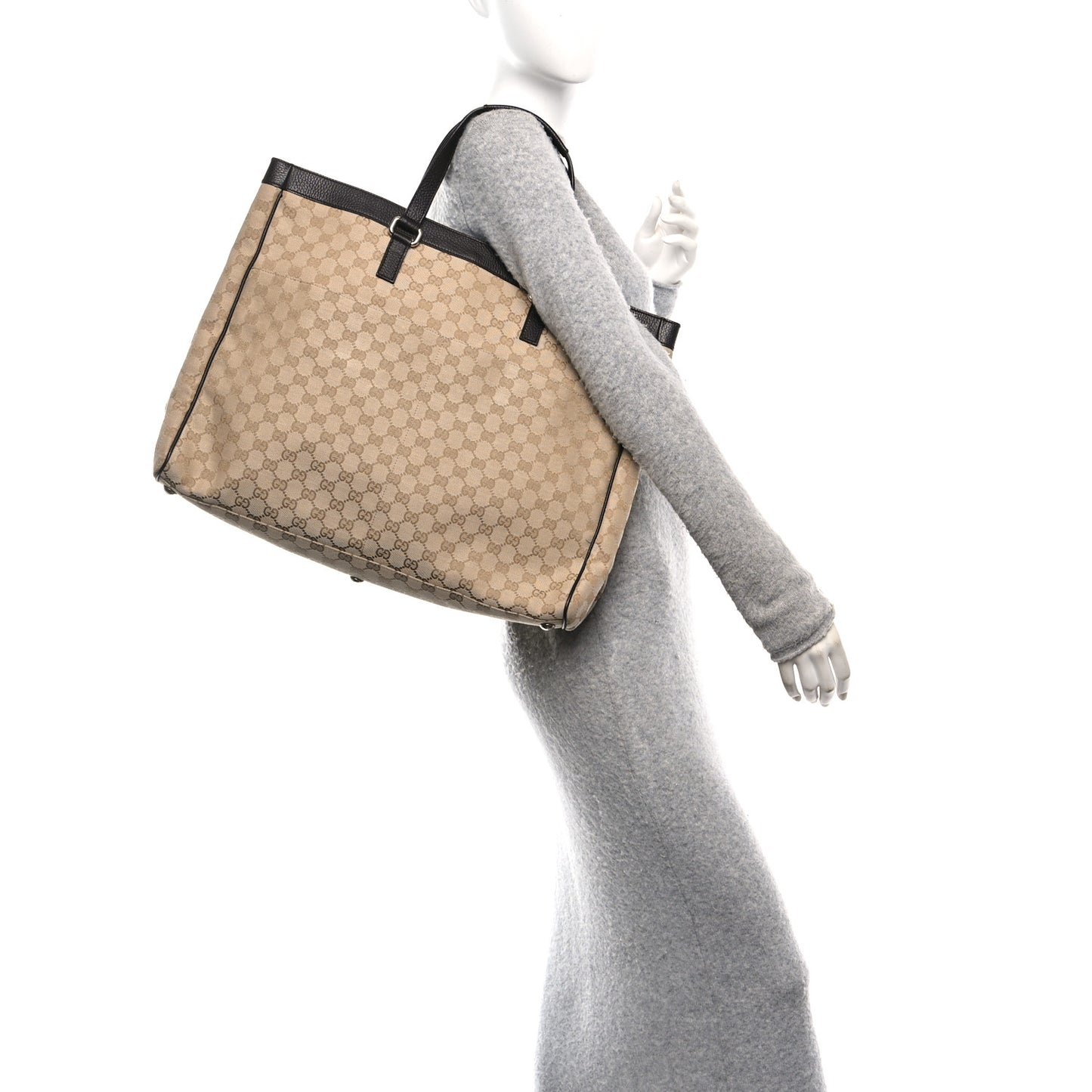GG Monogram Double Pocket Tote Brown