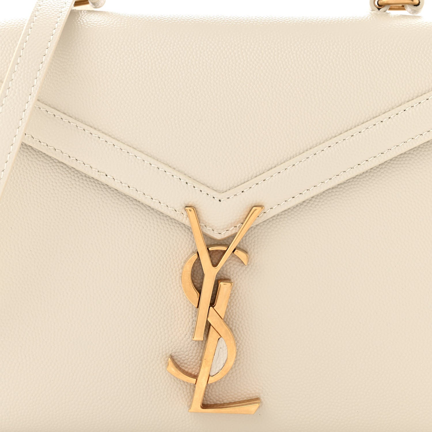 Saint Laurent Grain de Poudre Mini Classic Monogram Cassandra Top Handle Crema Soft 7 of 11