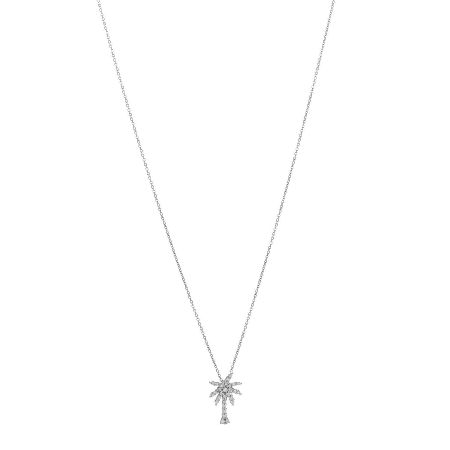 Roberto Coin 18K White Gold Diamond Tiny Treasures Palm Tree Pendant Necklace 1 of 5