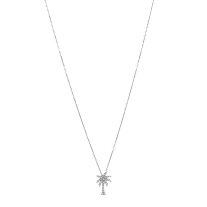 Roberto Coin 18K White Gold Diamond Tiny Treasures Palm Tree Pendant Necklace 1 of 5