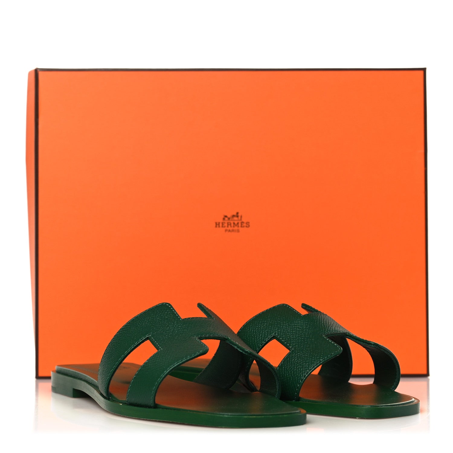 Hermes Epsom Oran Sandals 37 Vert Cactus 9 of 9