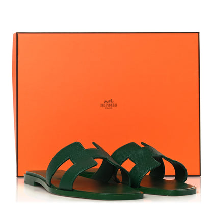 Hermes Epsom Oran Sandals 37 Vert Cactus 9 of 9