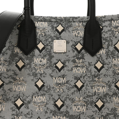 MCM Jacquard Monogram Aren Large Tote Blue 8 of 10