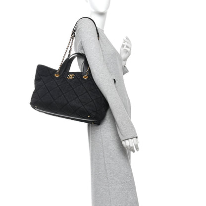 Chanel Denim Calfskin Quilted Small Deauville tote  Black 2 of 11