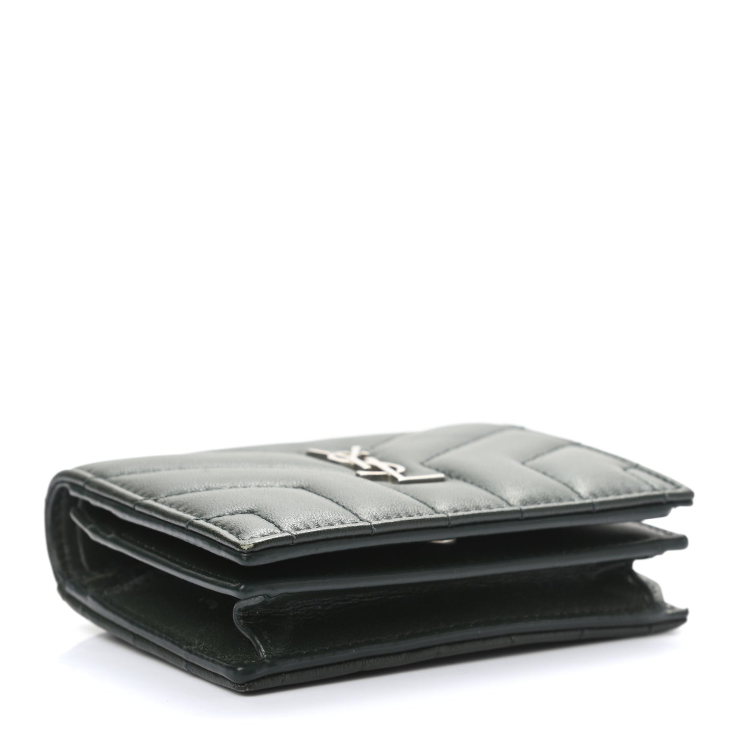 Lambskin Y Quilted Monogram Loulou Flap Wallet Olive