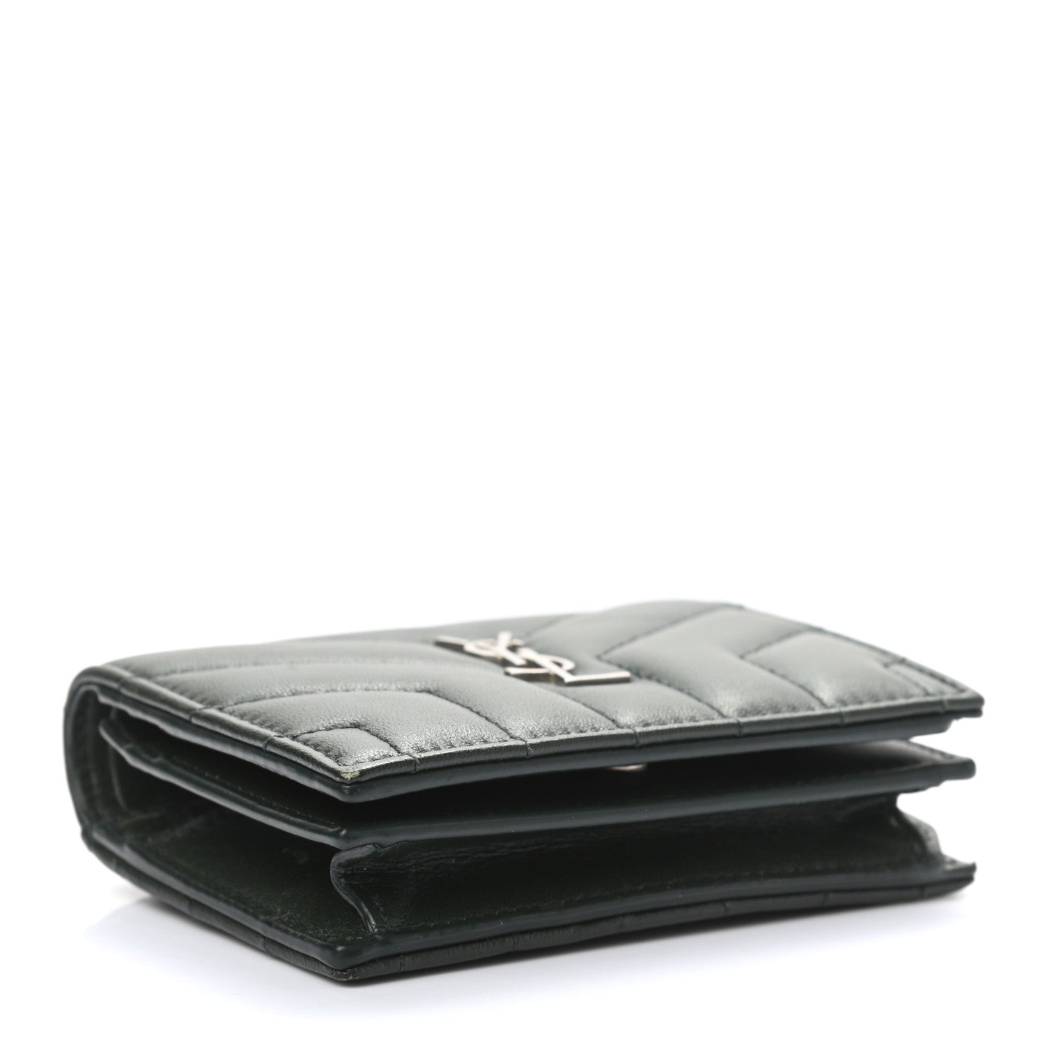 Saint Laurent Lambskin Y Quilted Monogram Loulou Flap Wallet Olive 4 of 11