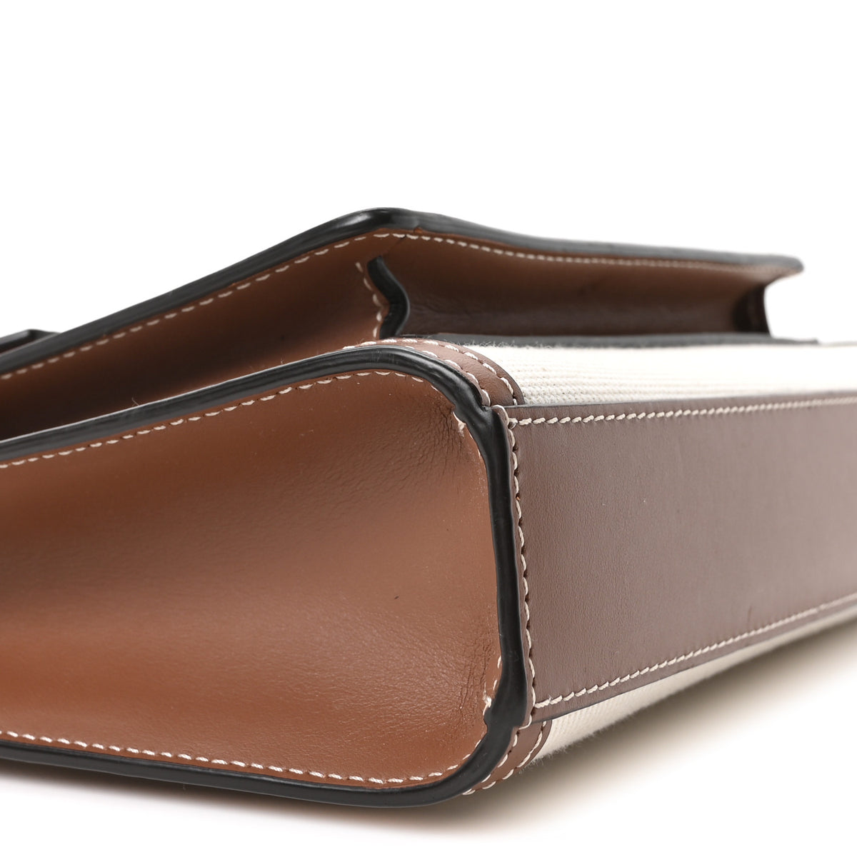 Canvas Smooth Calfskin Two Tone Mini Pocket Bag Natural Malt Brown